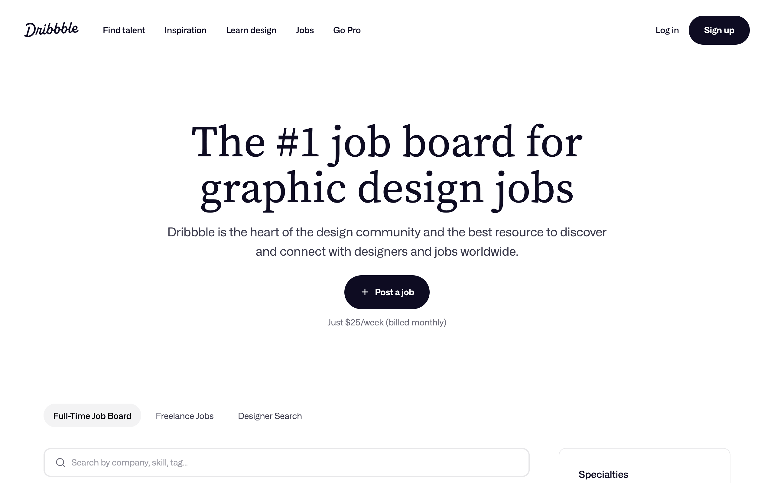 Dribble Jobs freelance website