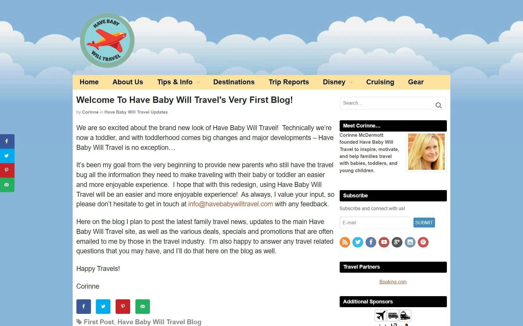 Have Baby Will Travel first blog post