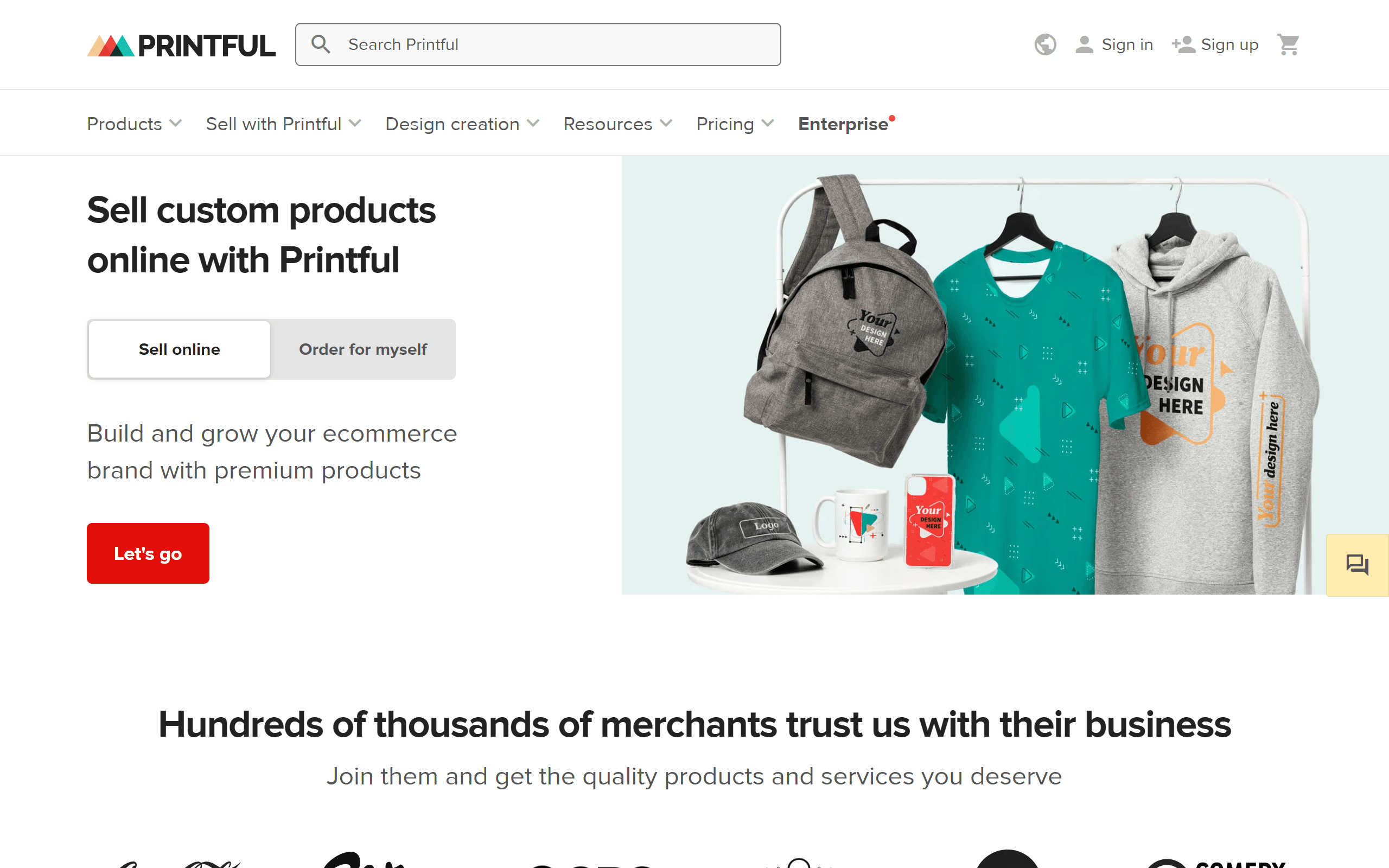 Printful dropshipping website