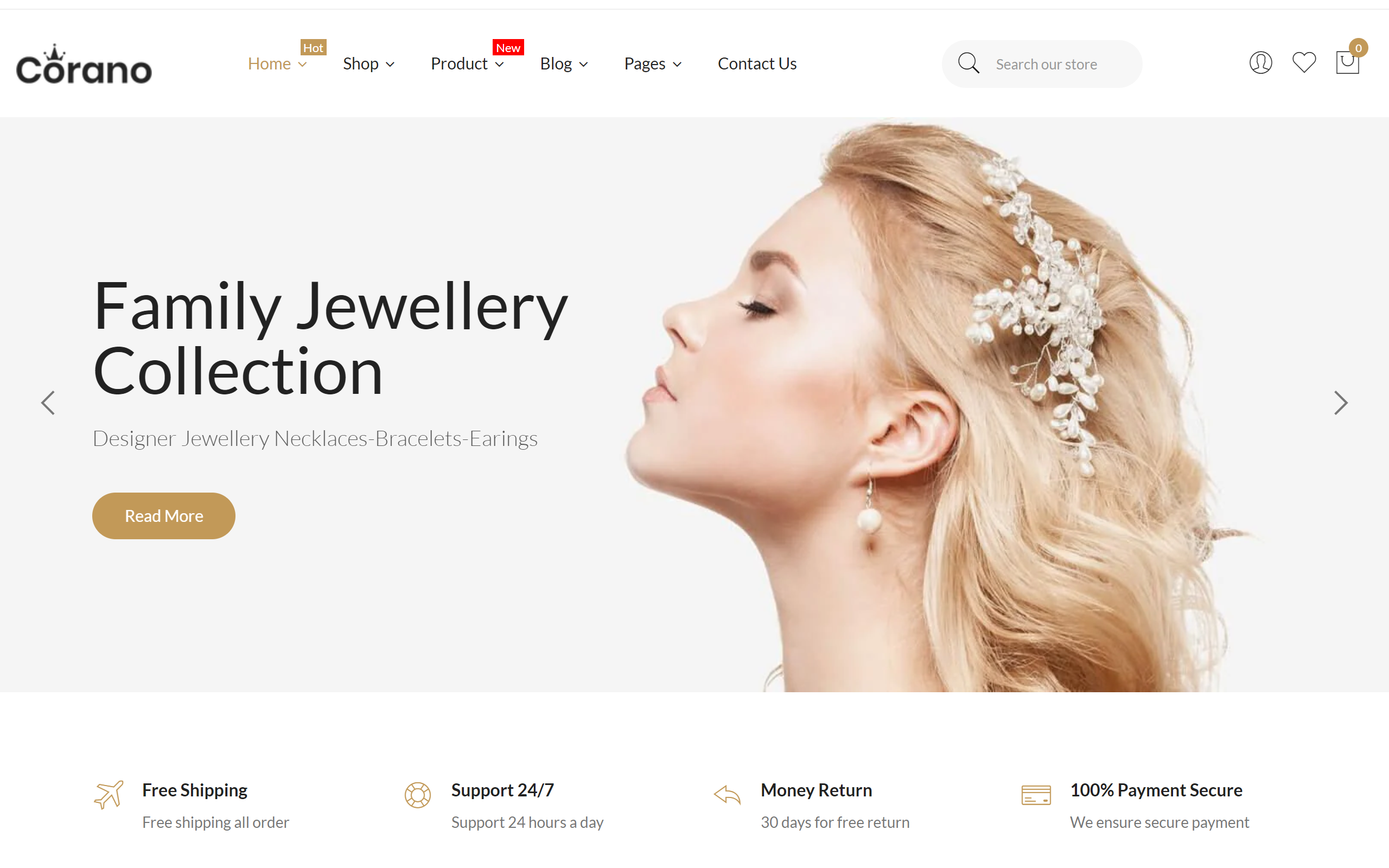 Corano shopify jewelry theme