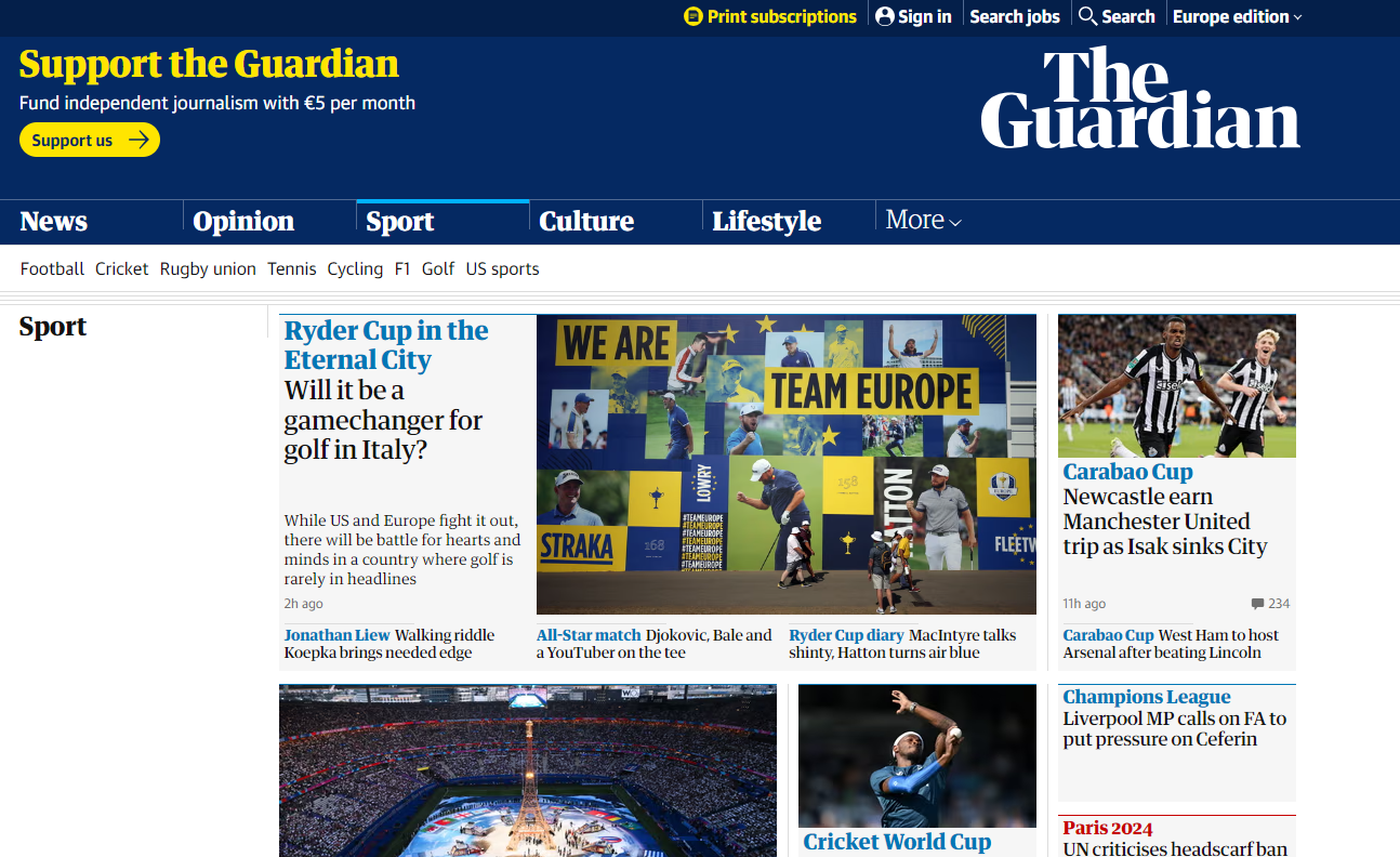The Guardian Sport blog