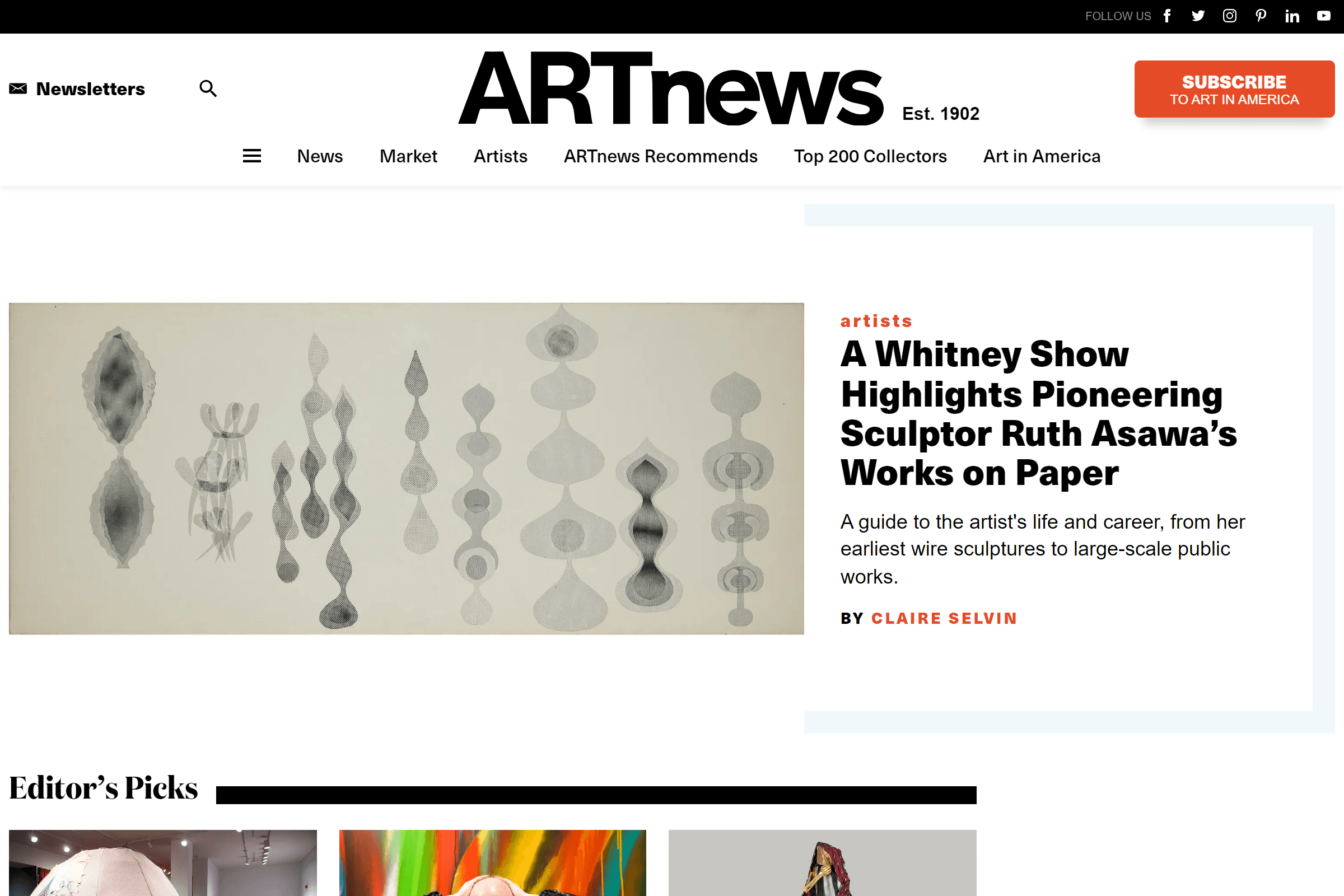 ARTnews Magazine art blog