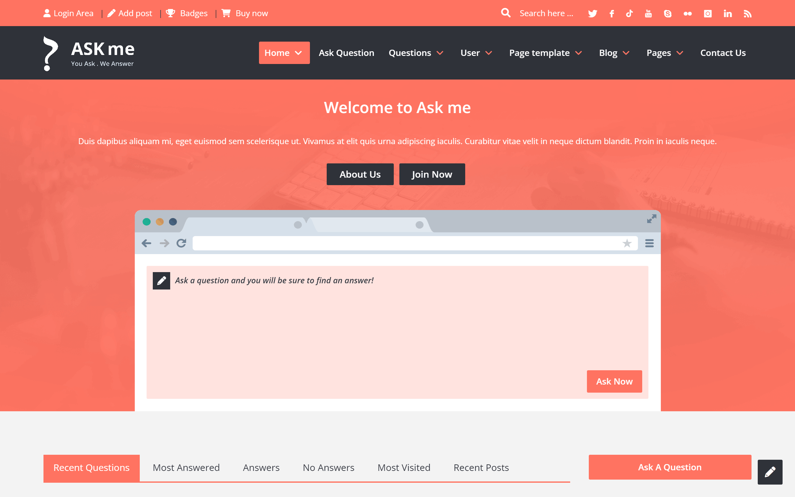 Ask Me WordPress Themes