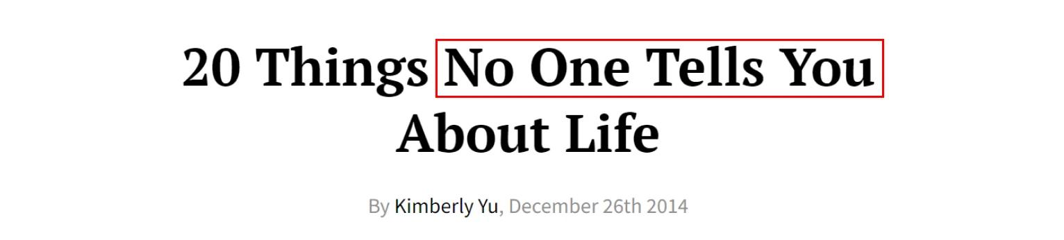 No One Will Tell You title