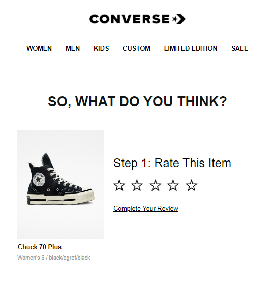 Converse review request email