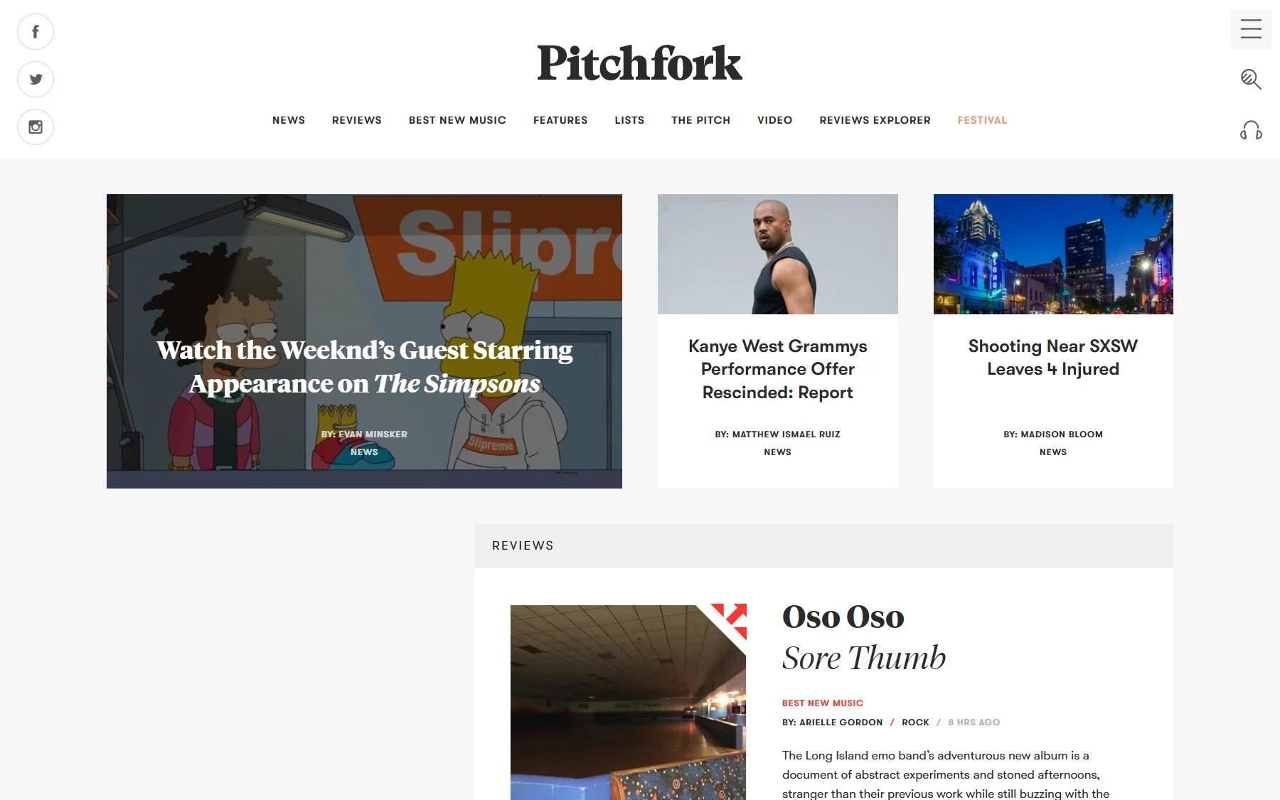 Pitchfork music blog