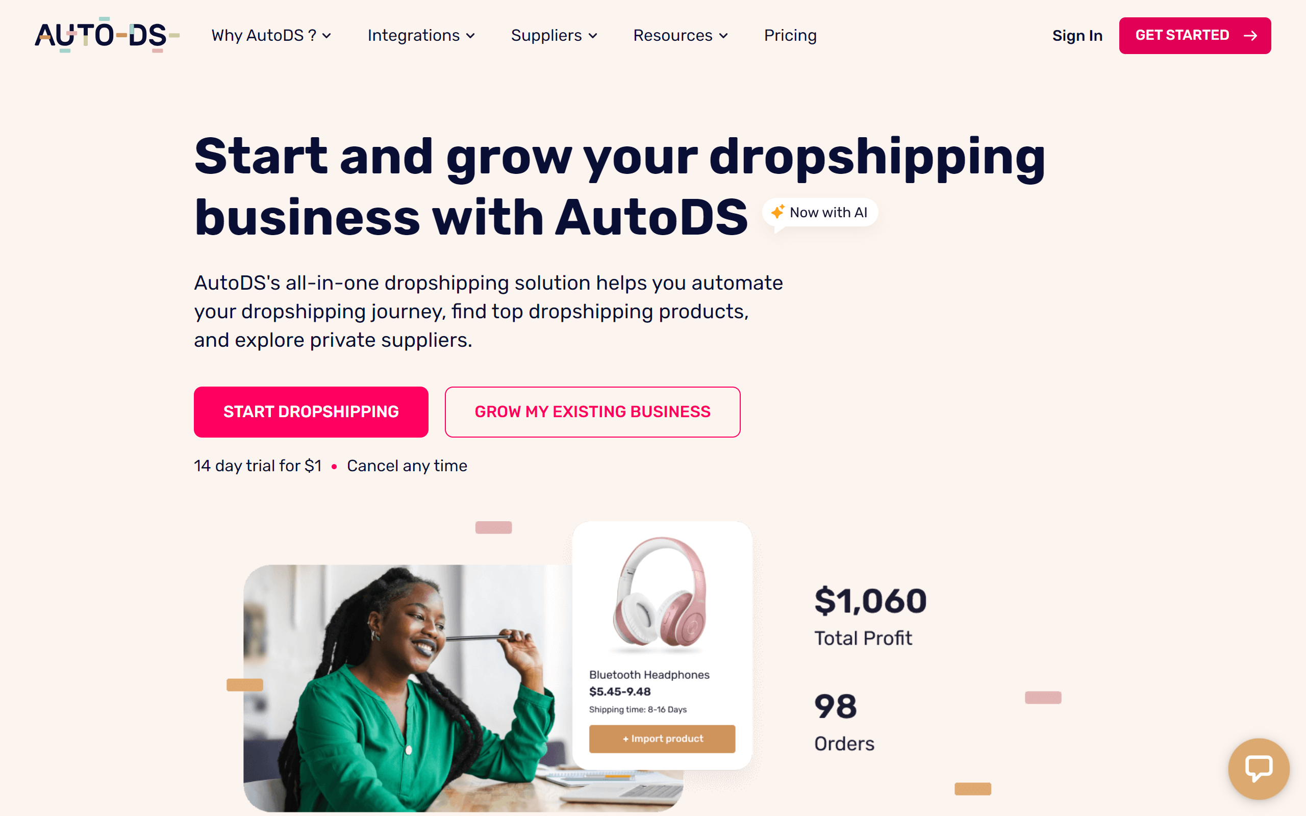 AutoDS dropshipping website