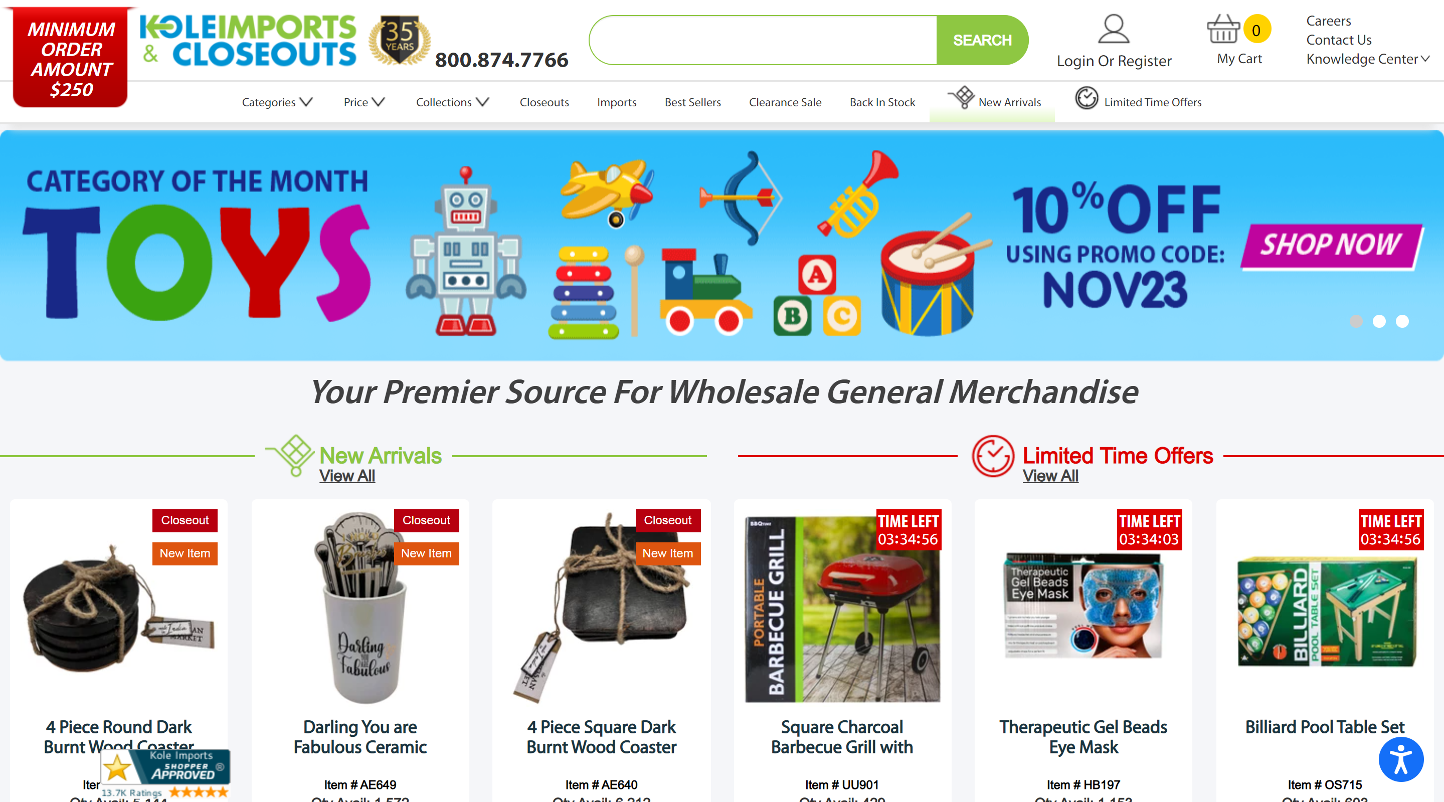 Kole Imports Wholesale Website