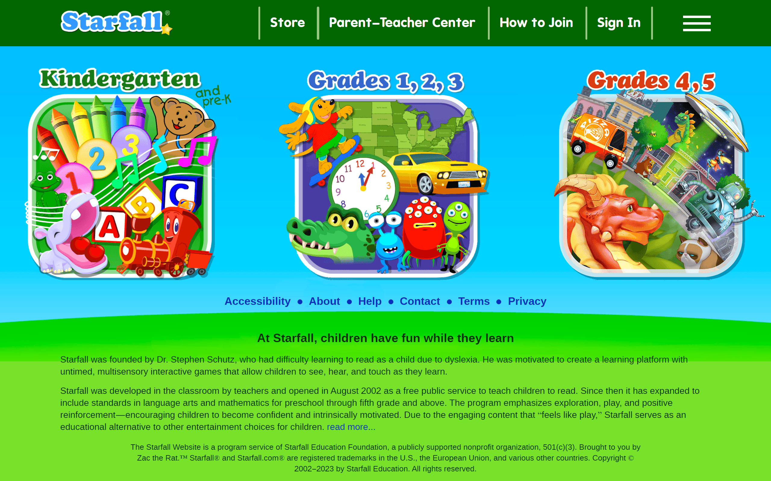 Starfall Reading Website