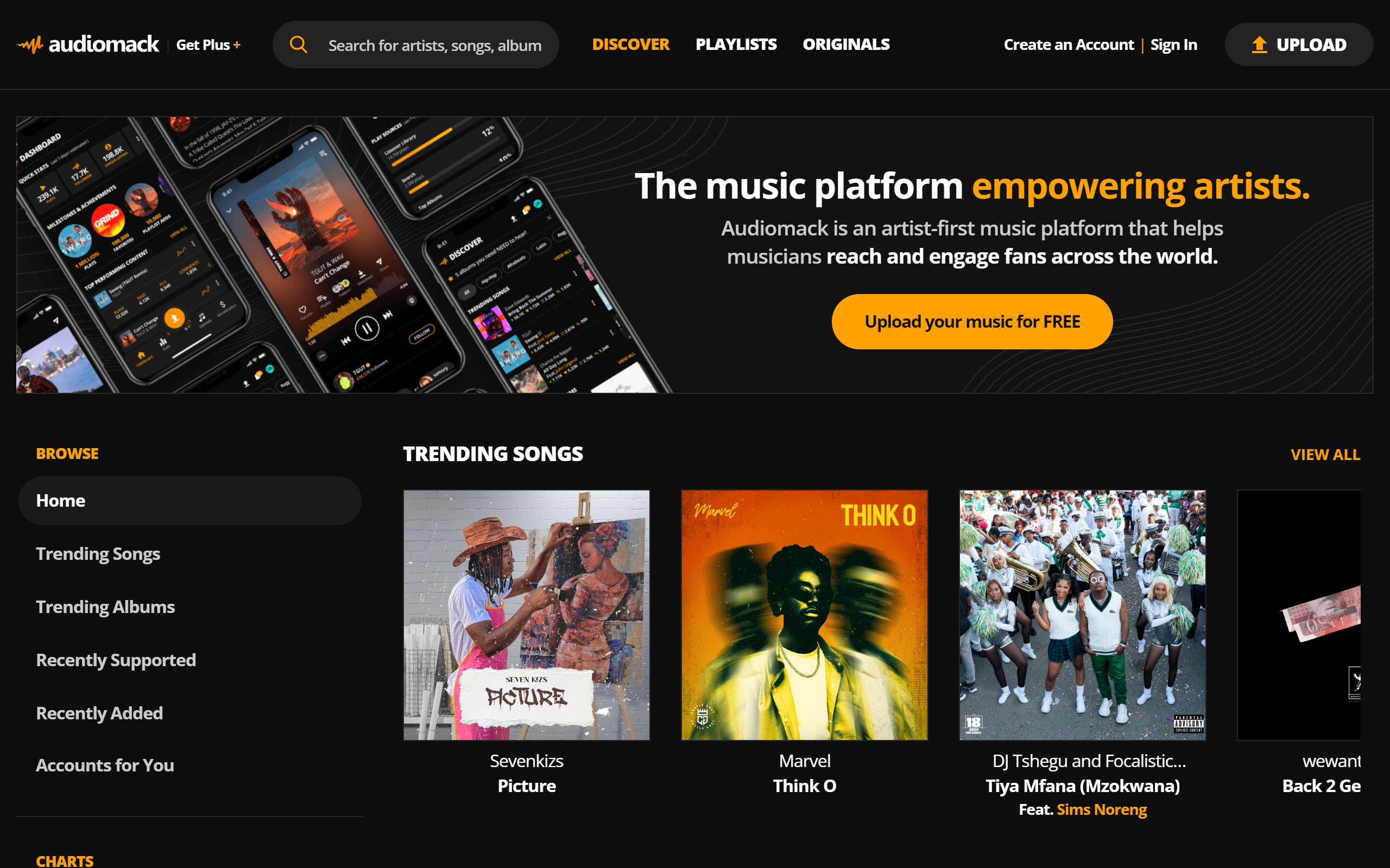 Audiomack Music Website