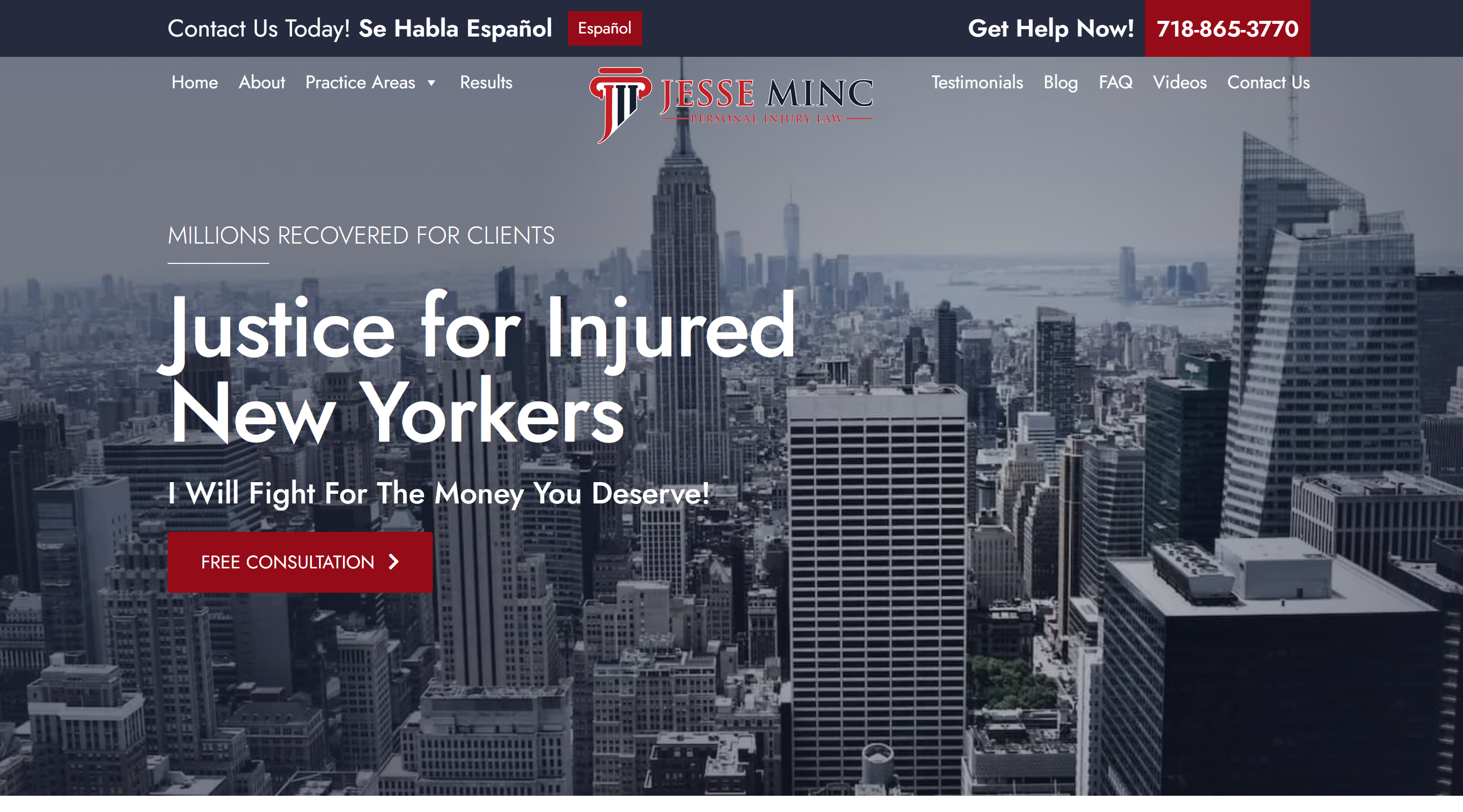 Jesse Minc Personal Injury Law firm websites