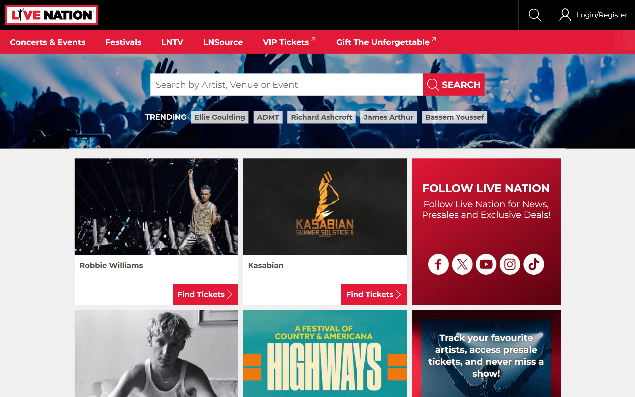 Live Nation Concert Ticket Site