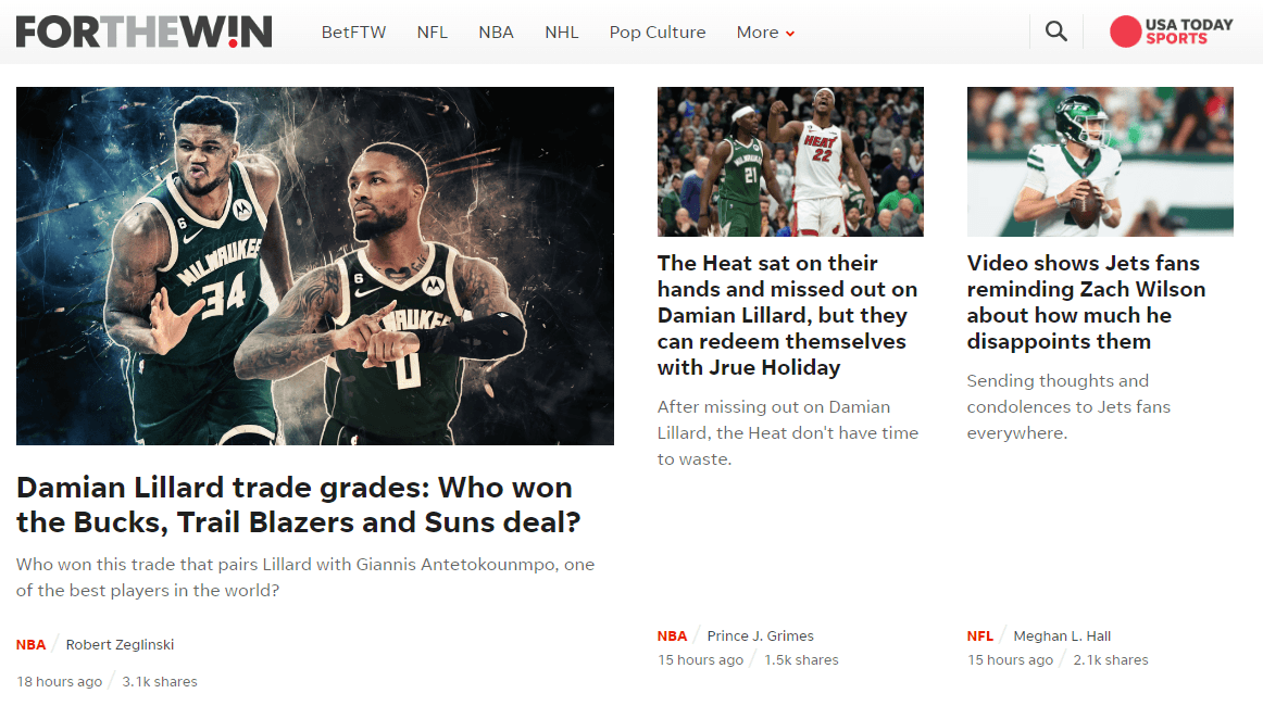 For The Win sports blog