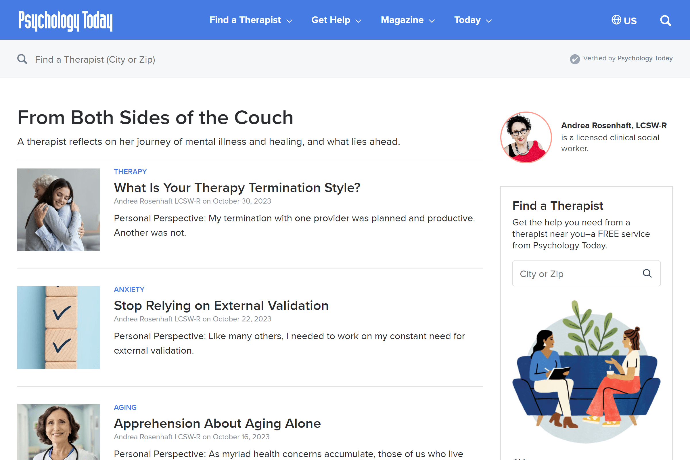 Psychology Today mental health blog